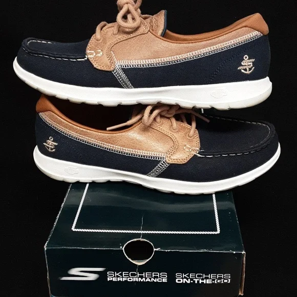 Skechers Navy and Tan Casual Shoes - Picture 4 of 8